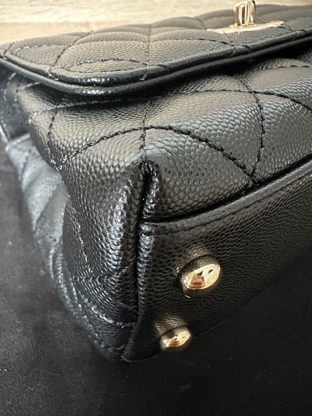 CHANEL Black Caviar LGHW Mini Coco Handle with Detachable Strap Microchip 7.5 inches