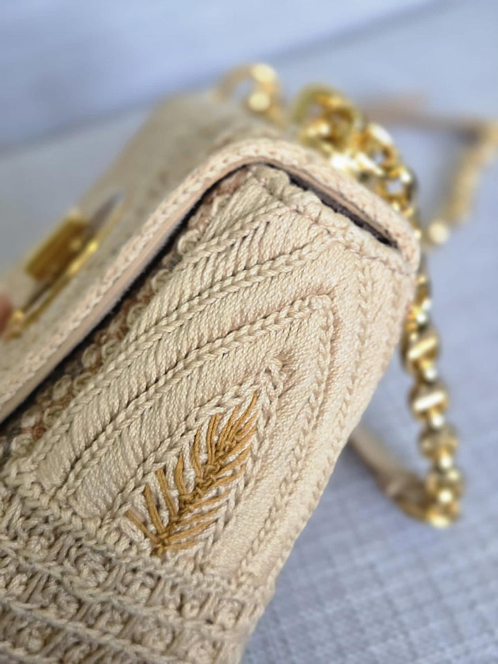 DIOR Cannage Woven Raffia and Suede in Beige GHW size SMALL