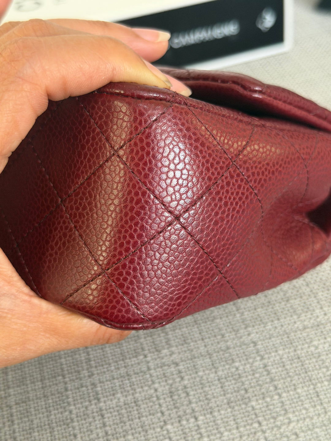 CHANEL series 21 15B collection Burgundy Caviar GHW Mini Rectangular Flap Bag 2015 RARE
