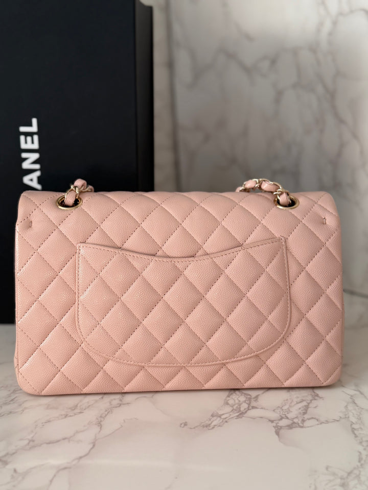 CHANEL 21C 2021 Rose Clair Caviar LGHW Medium ML 11.12 Timeless Classic Double Flap Bag