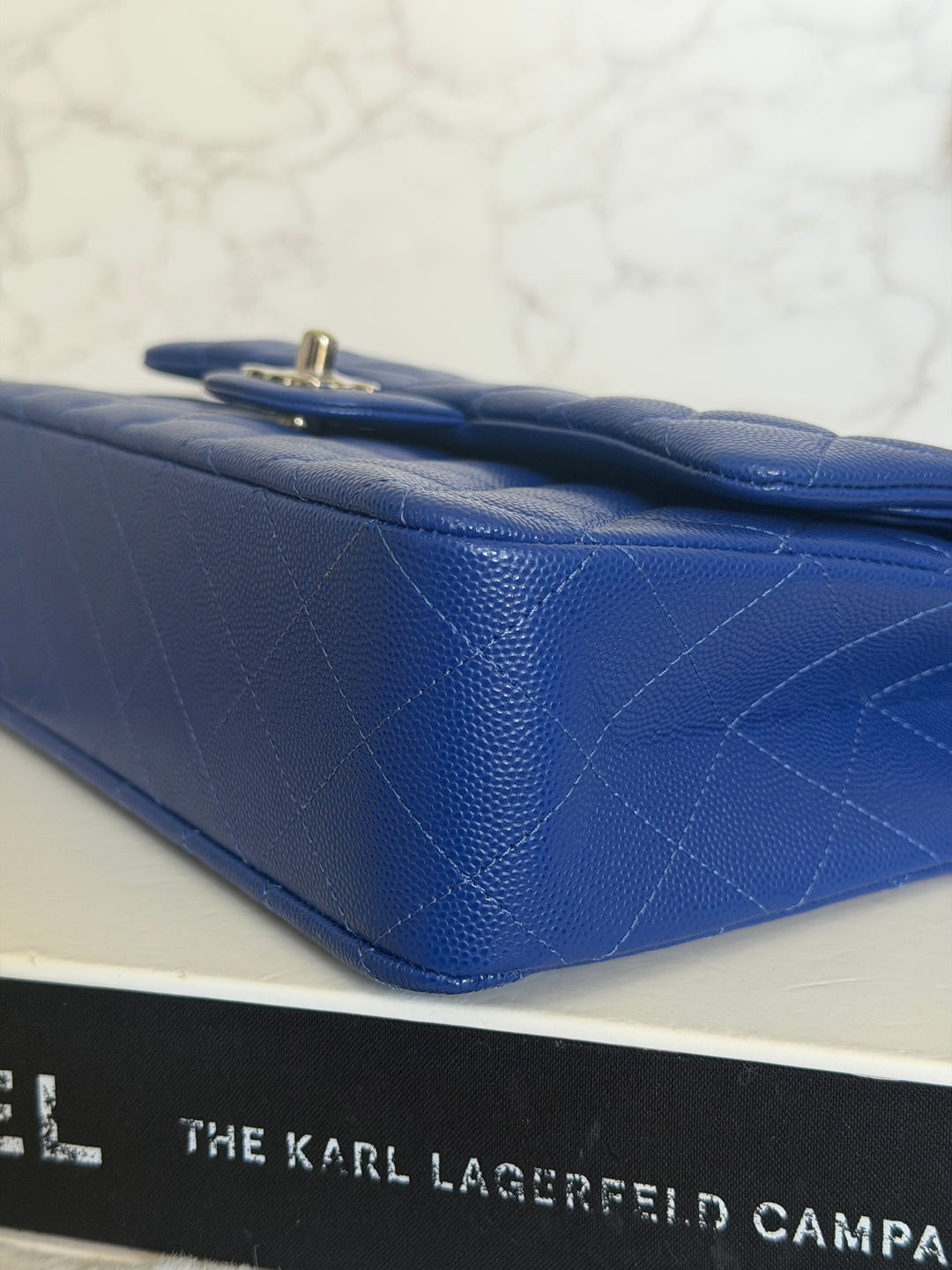 CHANEL Dark Blue Caviar SHW Medium ML Classic Timeless Double Flap Bag 21K collection 2021