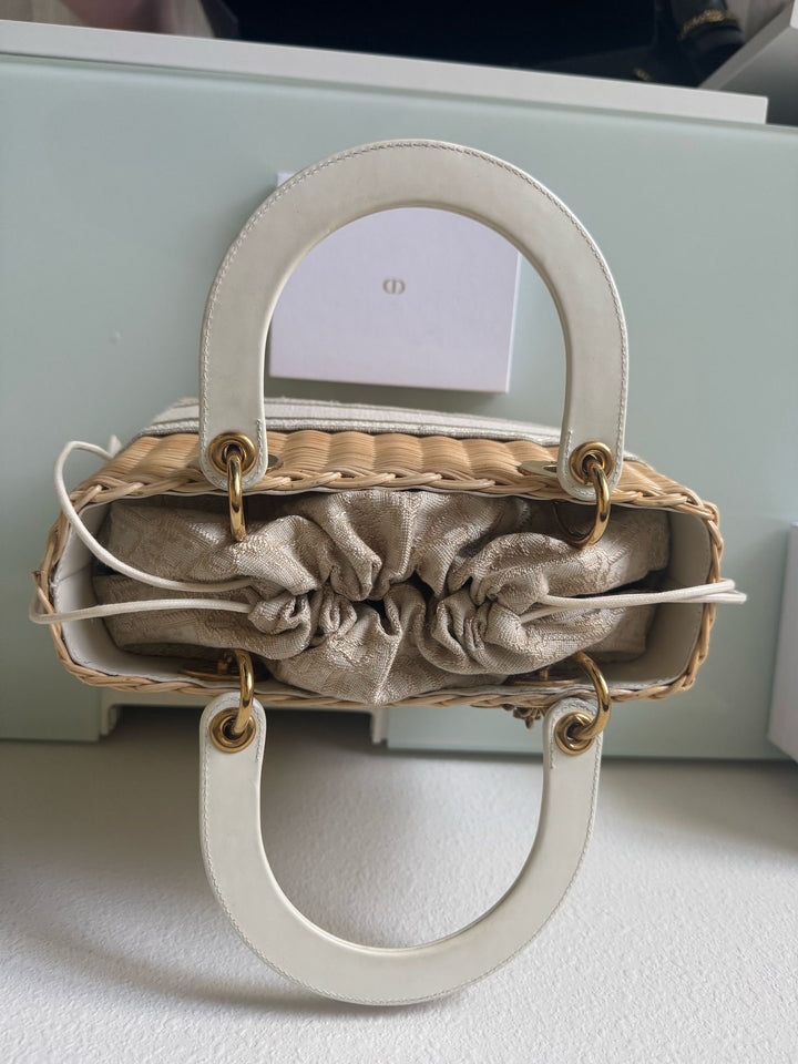 Dior Lady Dior Natural Rattan Beige Wicker Bag size Small