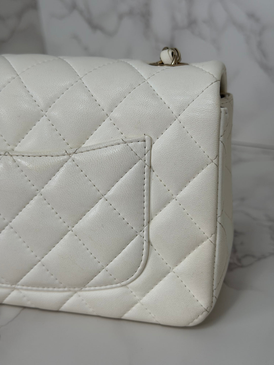CHANEL series 23 2016 White Lambskin LGHW Mini Rectangular Flap Bag