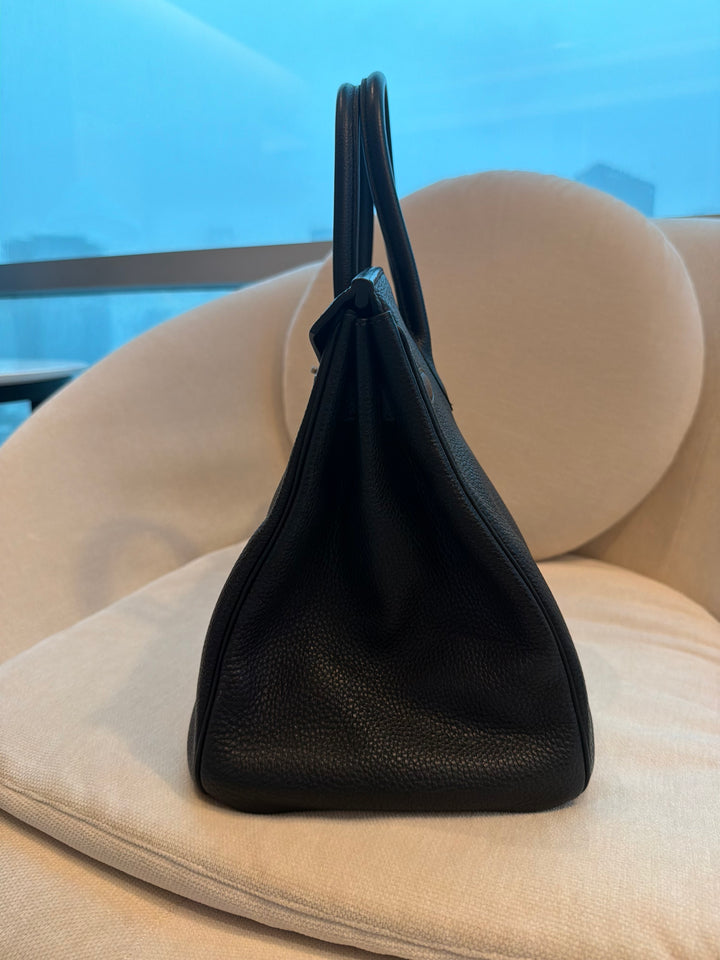 HERMÈS Black Noir Togo Leather PHW Birkin 35 Stamp M in Sq