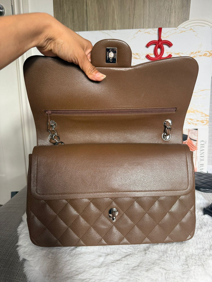 CHANEL series 15 Brown Caviar SHW Jumbo Classic Double Flap Bag 2011