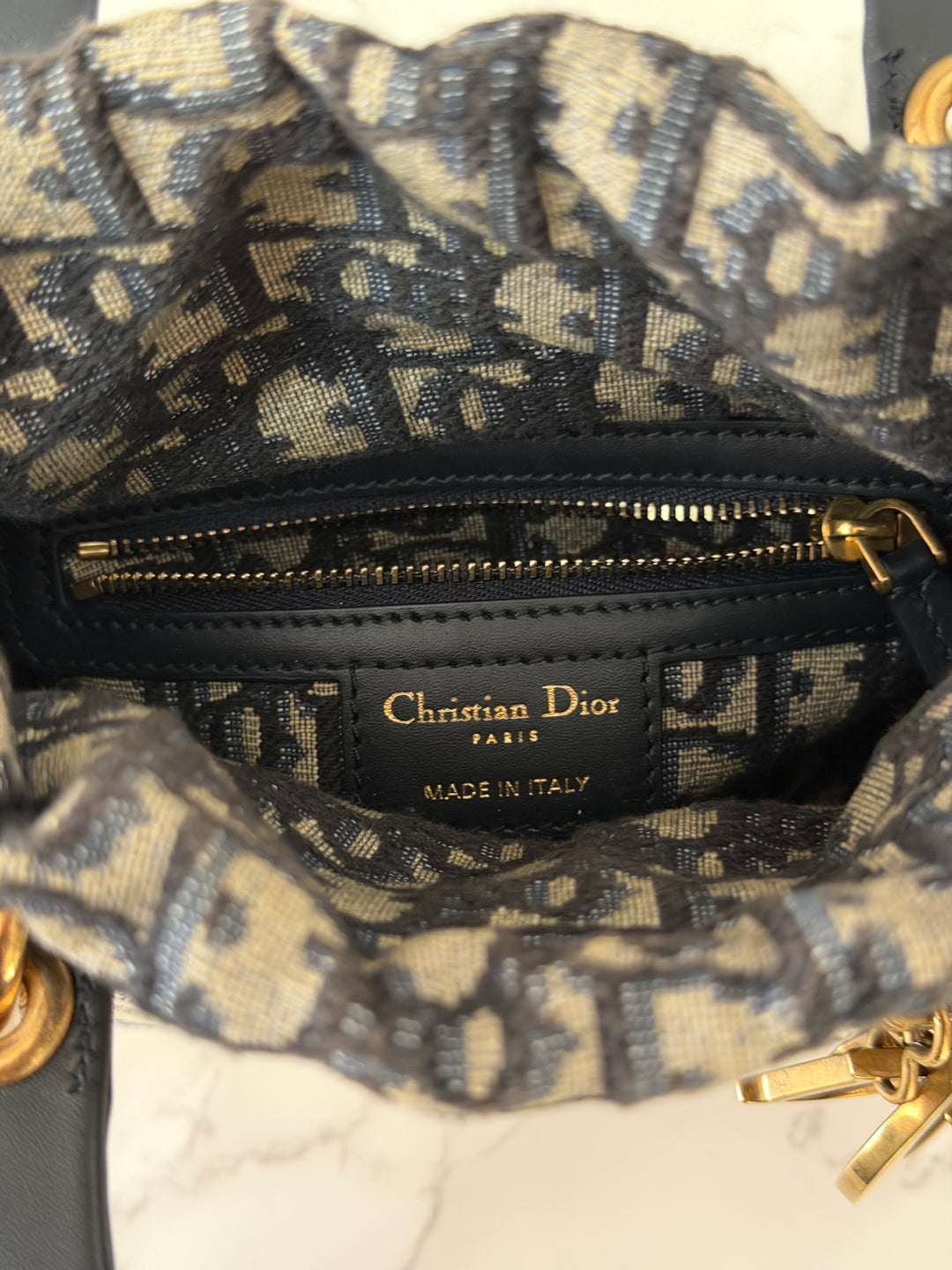 DIOR Lady Dior Wicker Bag Oblique Canvas in Black and Cream size Mini