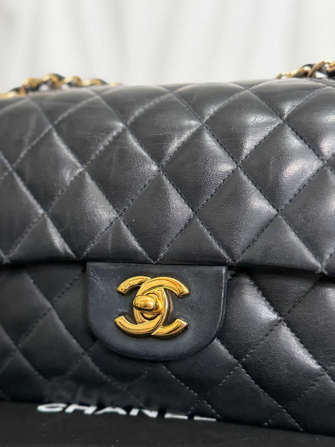 CHANEL series 11 Black Lambskin 24K GHW Vintage Small classic double flap bag 2007/2008