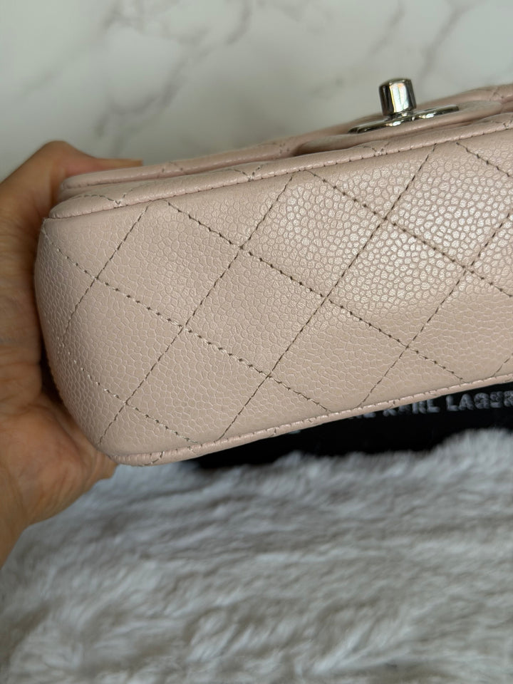 CHANEL series 18 Light Sakura Pink Caviar SHW Mini Rectangular Flap Bag 2014 14C collection