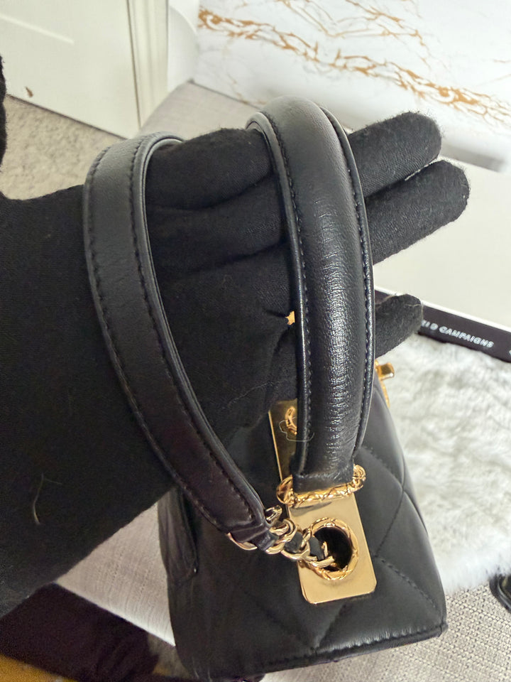 CHANEL Black Lambskin LGHW Trendy CC Flap Bag size SMALL with Non detachable Shoulder strap 2023