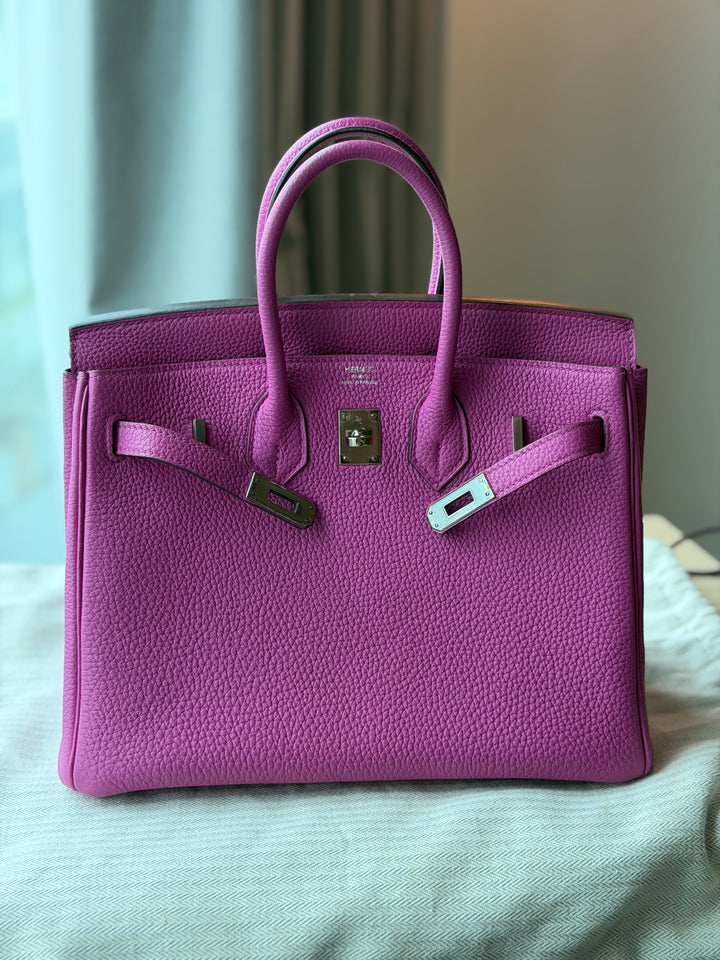 HERMÈS Rose Pourpre Togo Leather PHW Birkin 25 stamp C 2017
