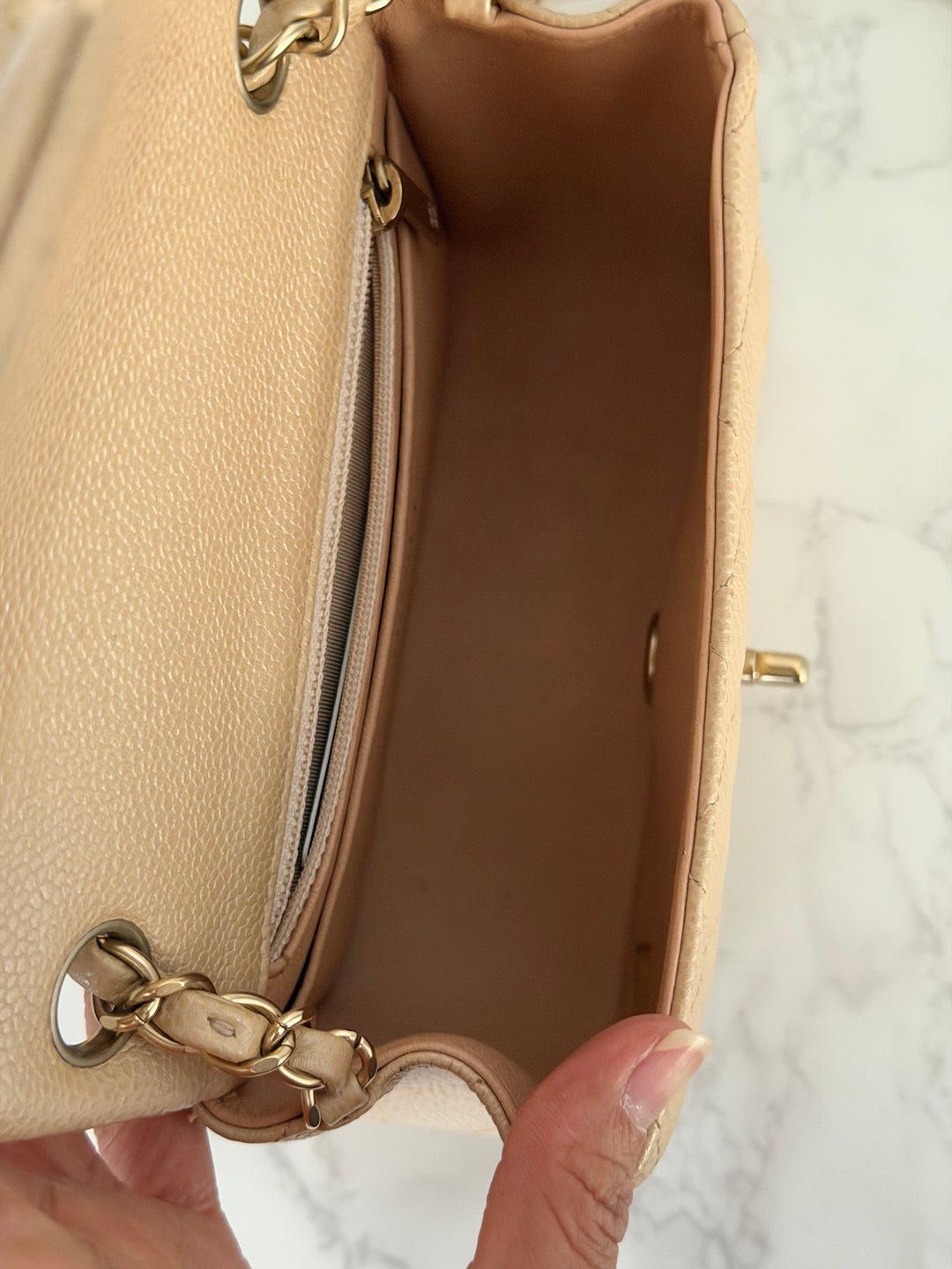 Chanel series 20 15C collection 2014/2015 Pearly Beige Caviar Brushed GHW Square Mini Flap Bag