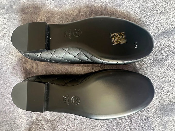 CHANEL Black Ballerina Shoes EU 37.5
