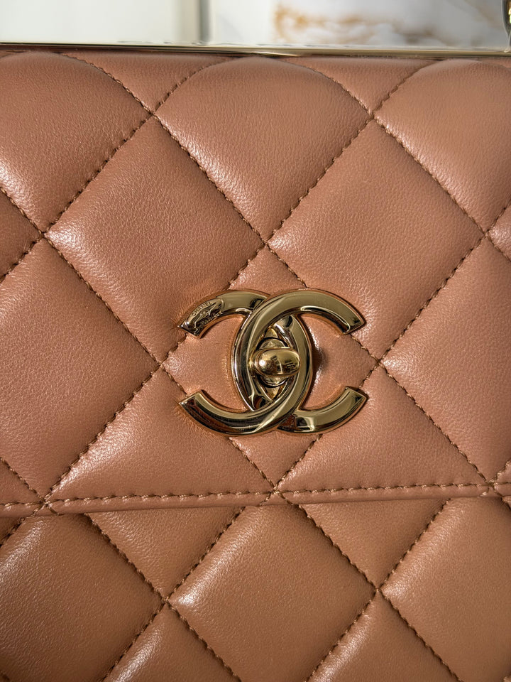 CHANEL series 23 Caramel Dark Beige Lambskin Trendy CC Flap Bag size SMALL with LGHW and detachable strap