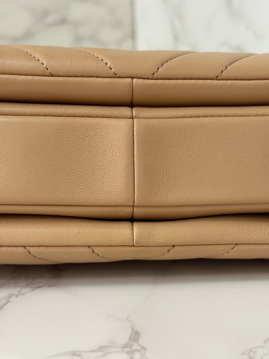 CHANEL series 27 2018 Dark Beige Lambskin LGHW Trendy CC Flap Bag size Small with Top Handle and detachable strap