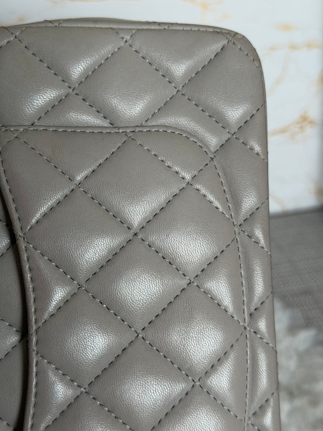 CHANEL Grey Lambskin aged GHW Mini Rectangular Flap bag Top Handle 2021 21A collection