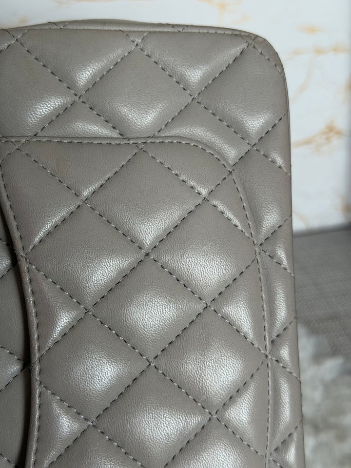 CHANEL Grey Lambskin aged GHW Mini Rectangular Flap bag Top Handle 2021 21A collection