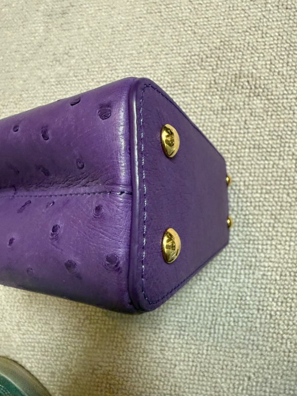 LOUIS VUITTON LV Mini Capucines LGHW Amethyst Ostrich Leather with detachable strap