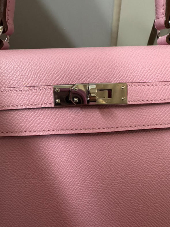 HERMES Mauve Sylvester PHW Kelly 25 Epsom Sellier