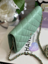 Load image into Gallery viewer, Chanel 23P Tiffany Green Caviar LGHW Classic Wallet on Chain (WOC)
