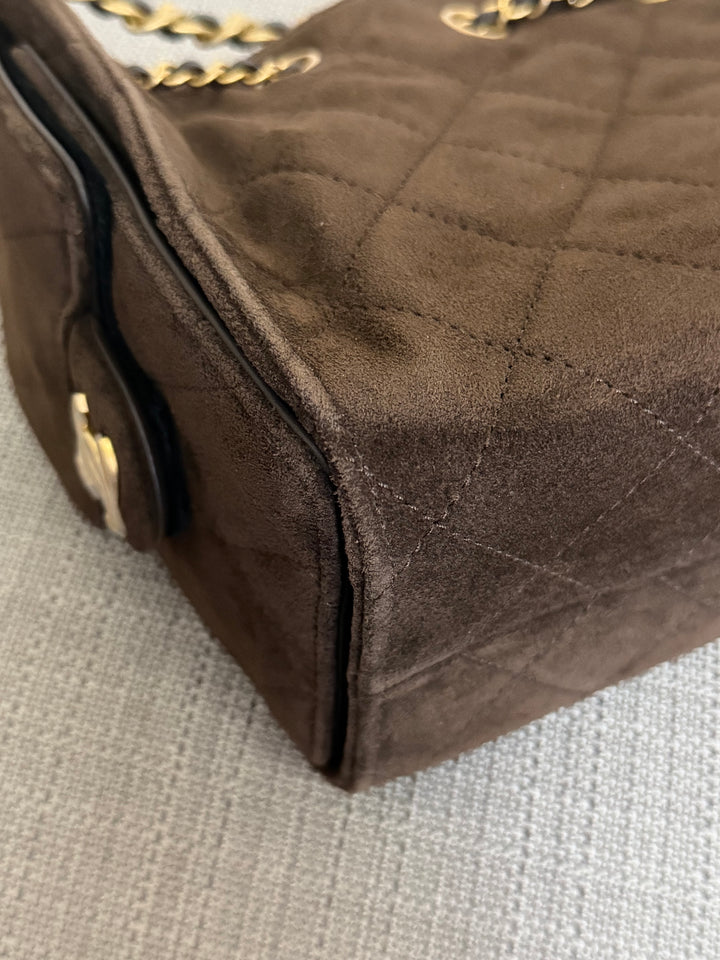 CHANEL 26C collection 2025/2026 Brown Suede Leather Mini 25 Hobo Bag with aged GHW