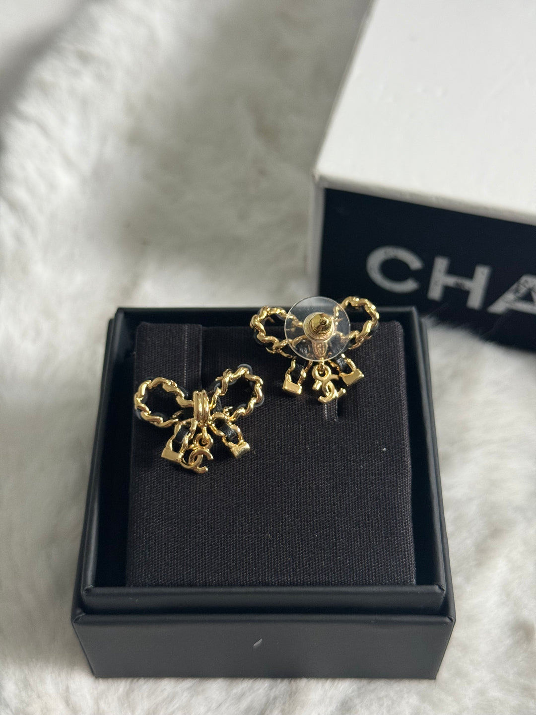 Chanel 24P Collection Ribbon GHW Earrings