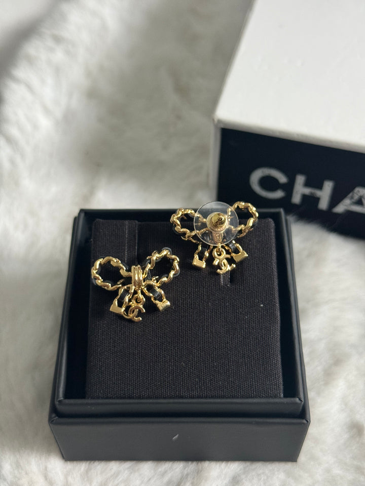 Chanel 24P Collection Ribbon GHW Earrings