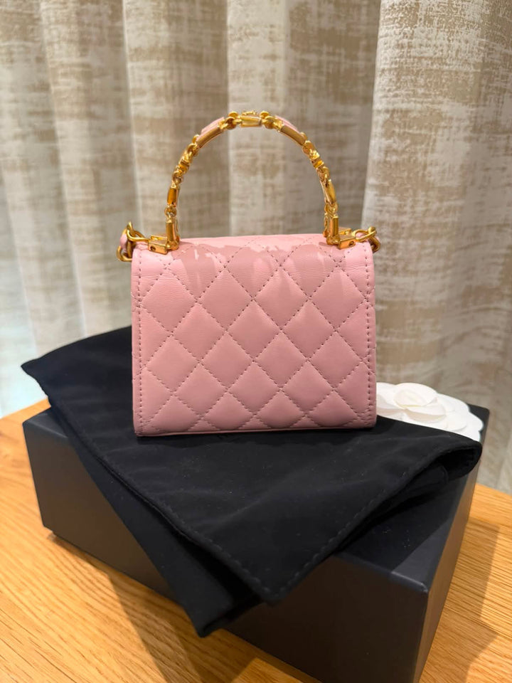 CHANEL Pink Lambskin GHW Mini Vanity with top handle