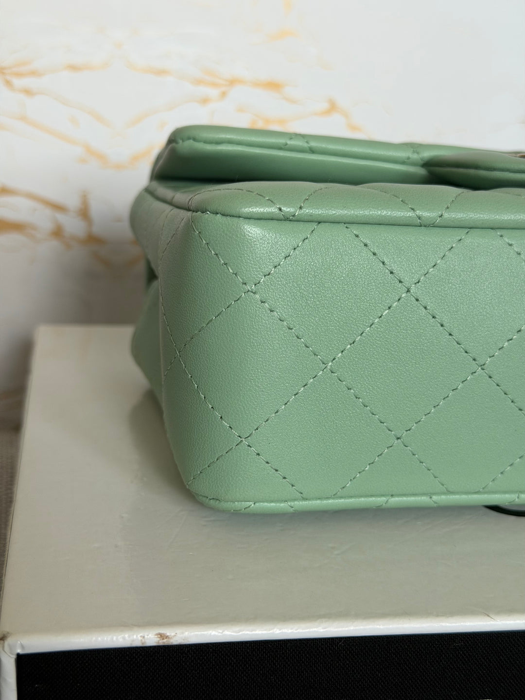 CHANEL Pastel Green Lambskin LGHW Mini Rectangular Flap Bag 2024 8 inches 20 cms