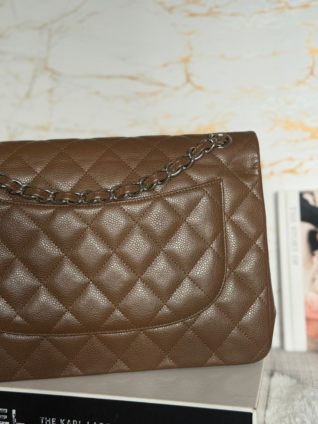 CHANEL series 15 Brown Caviar SHW Jumbo Classic Double Flap Bag 2011