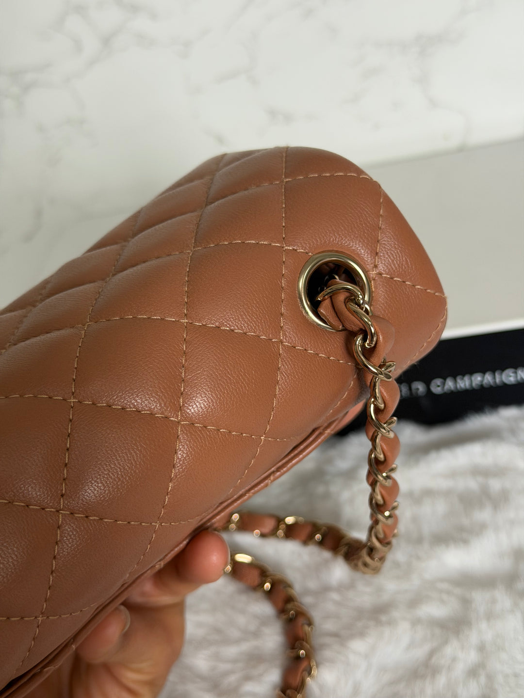 CHANEL 22S Caramel Brown NB356 Lambskin LGHW Mini Rectangular Flap Bag 2022