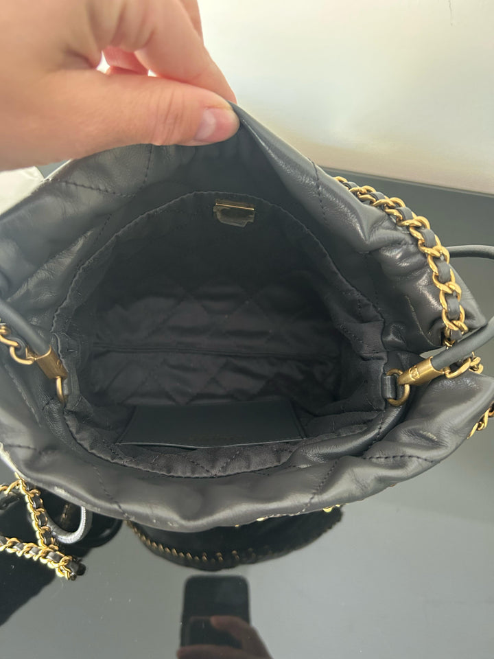 Chanel 22 size Mini in Grey 2022 GHW Hobo bag