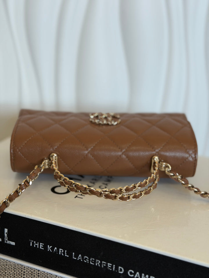 CHANEL 26P Brown Caviar LGHW Top Handle Vanity