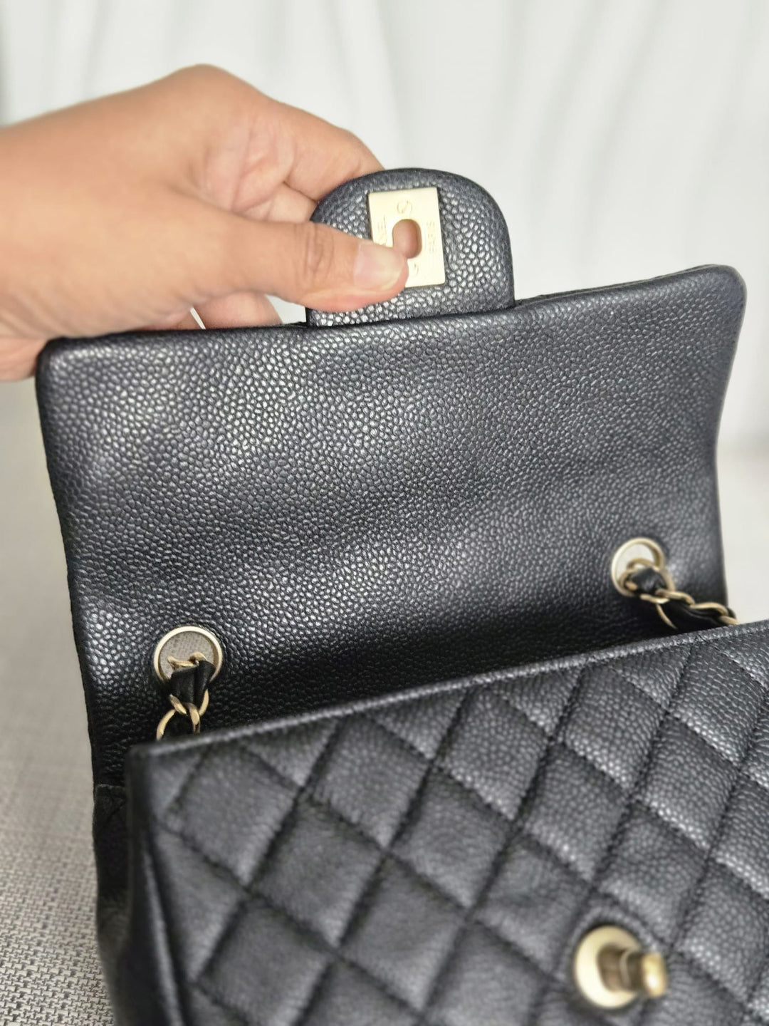 CHANEL series 20 Black Caviar Brushed GHW Mini rectangular Flap Bag