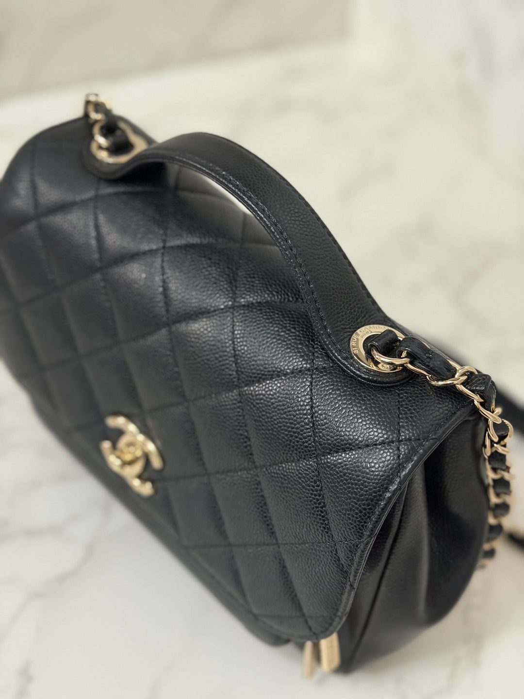 CHANEL Black Caviar LGHW Medium Business Affinity Flap Bag Microchipped