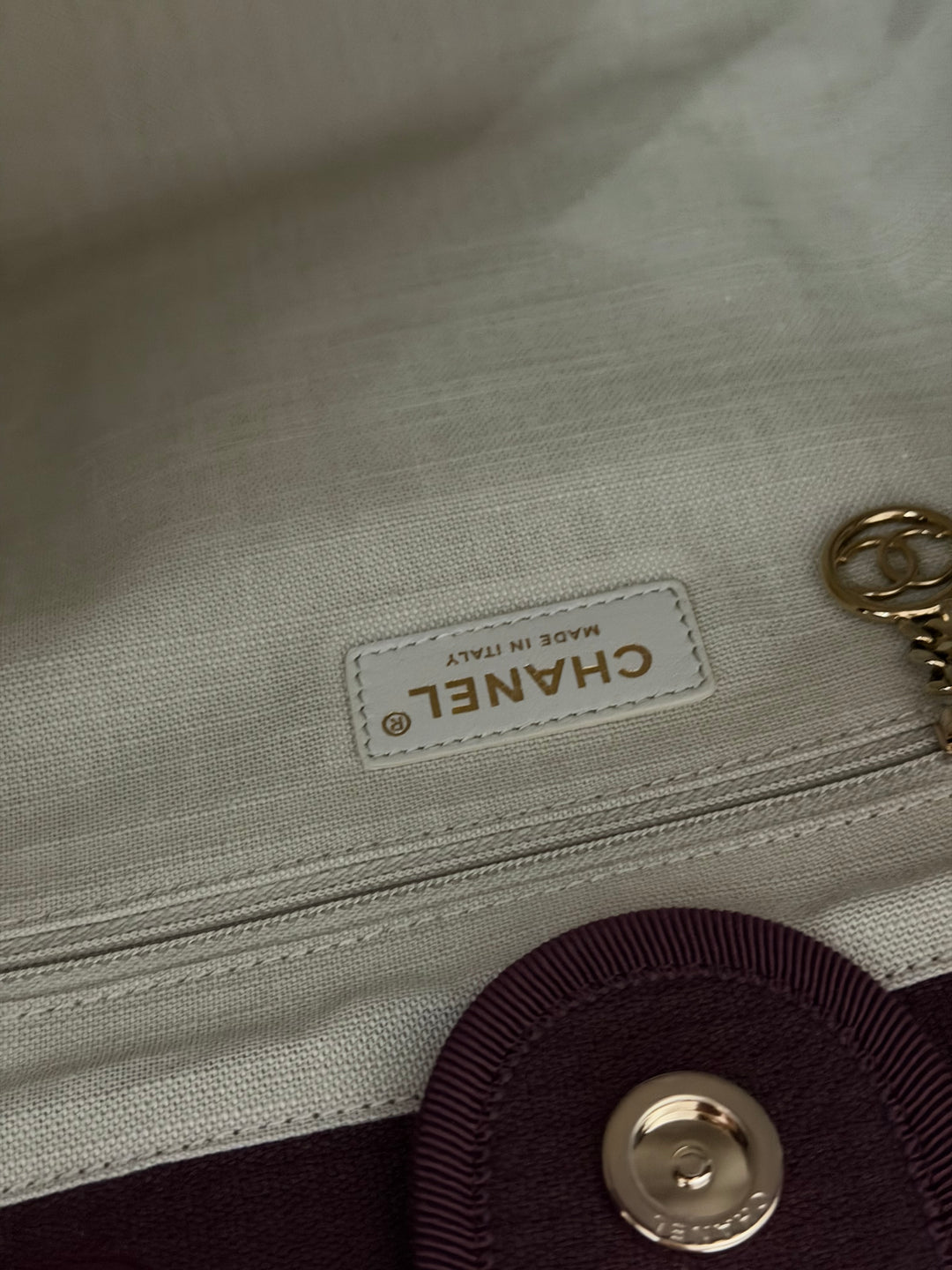 Chanel 24B Collection 2024 Burgundy Tweed Deauville Tote with Leather top handle size small and Detachable pouch