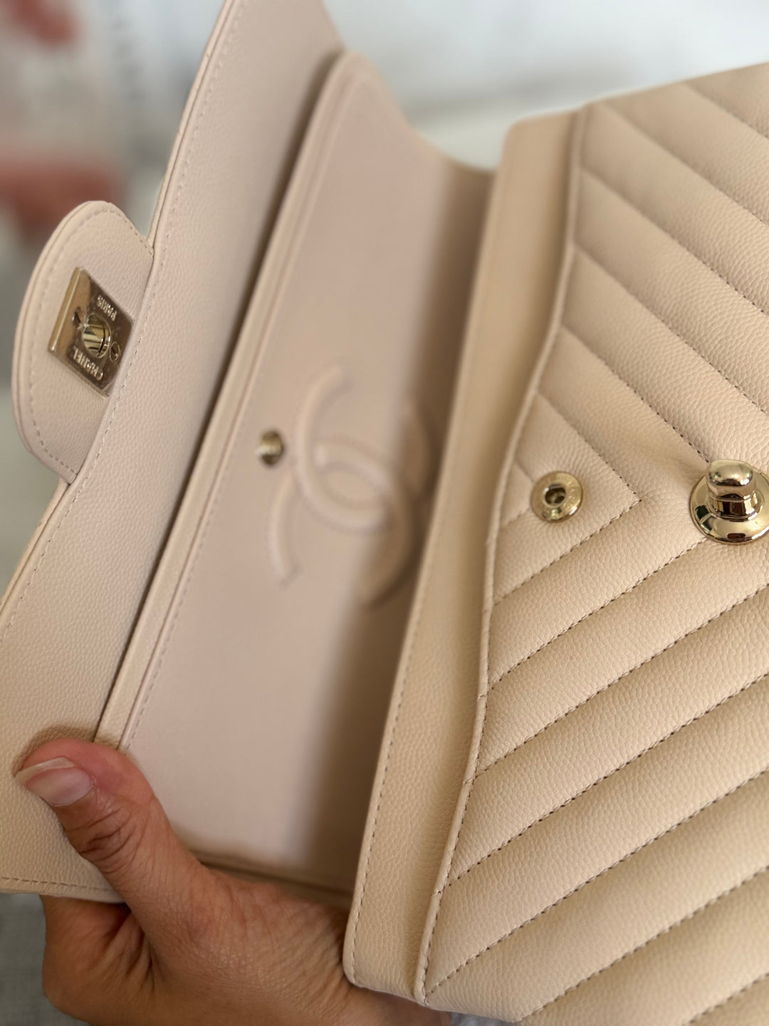 CHANEL series 31 Beige Caviar LGHW Chevron Small timeless Classic double flap Bag 2020/2021