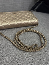 Load image into Gallery viewer, Chanel 21P 2021 Pre Spring/Summer Collection series 31 Iridescent Gold Lambskin Champagne GHW Classic Wallet on Chain (WOC)
