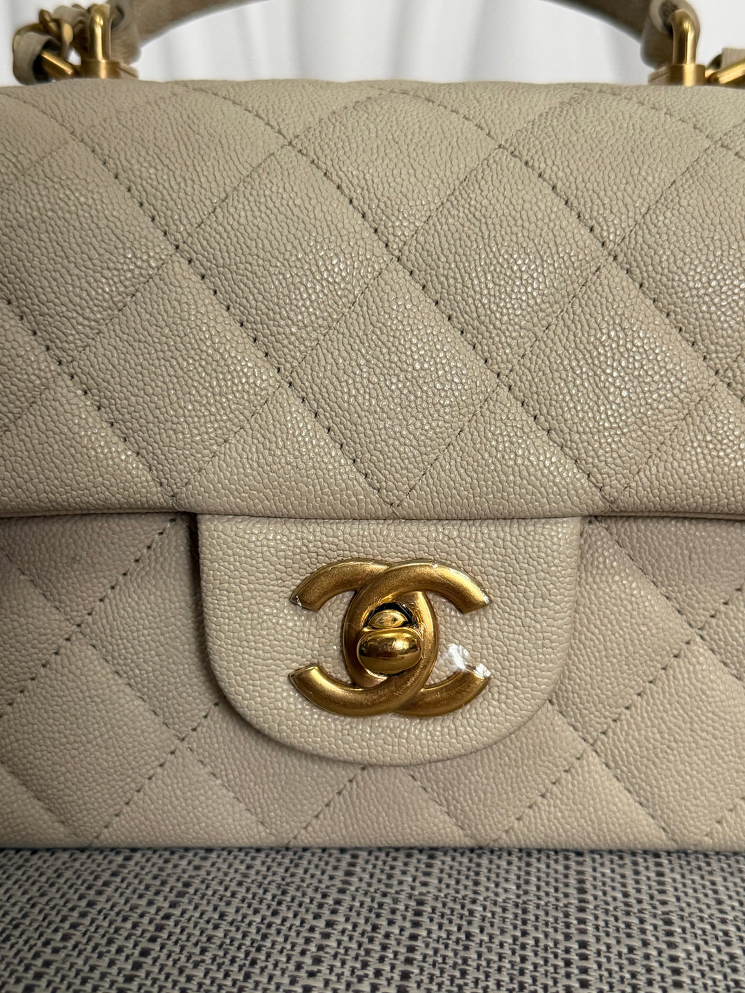 CHANEL 21S series 31 Beige Caviar Aged GHW Mini Rectangular Flap Bag with Top Handle 2021