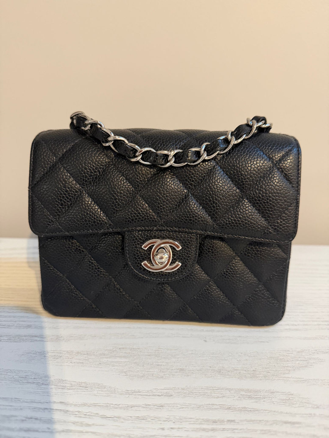 CHANEL series 9 Black Caviar SHW Vintage Mini Flap Bag