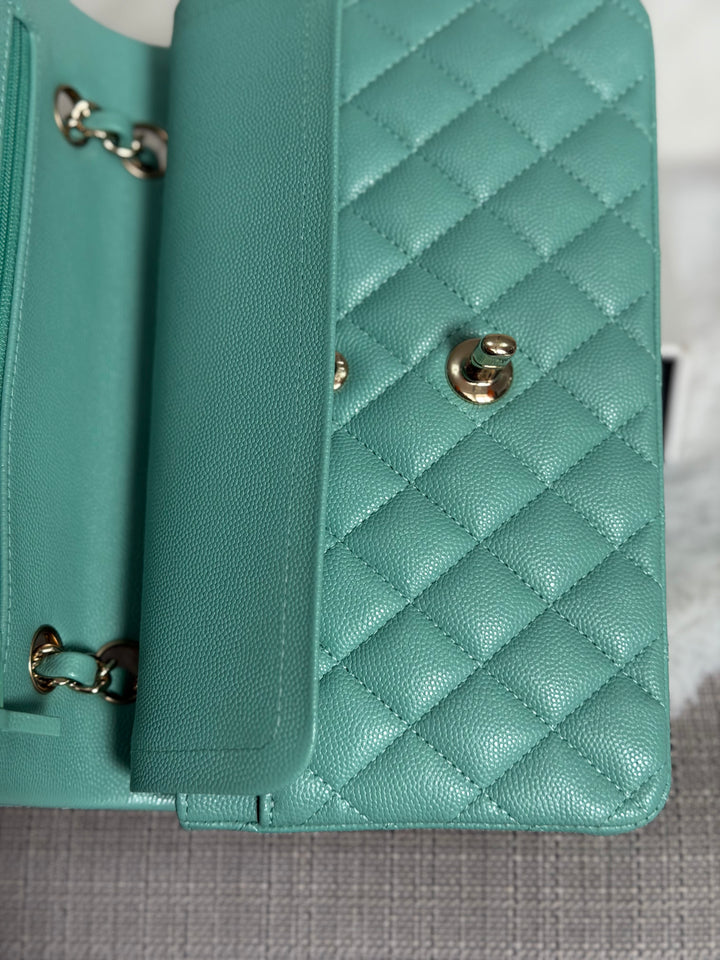 CHANEL 21S series 31 Tiffany Green/Blue Caviar LGHW Small Timeless Classic Double Flap Bag 2021 super rare