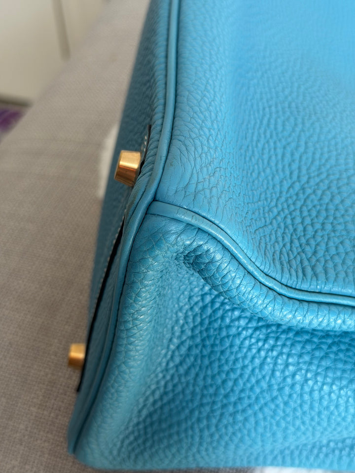 HERMÈS Bleu Jean Togo Leather GHW Birkin 30 Stamp H in Sq 2004