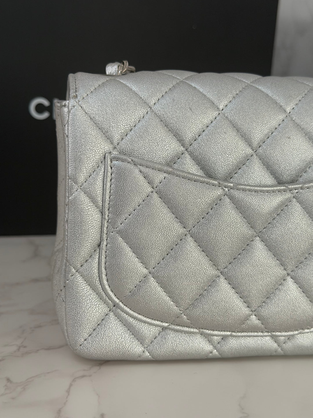 Chanel Series 31 21P Collection Iridescent Silver lambskin SHW Square Mini Flap Bag 2021