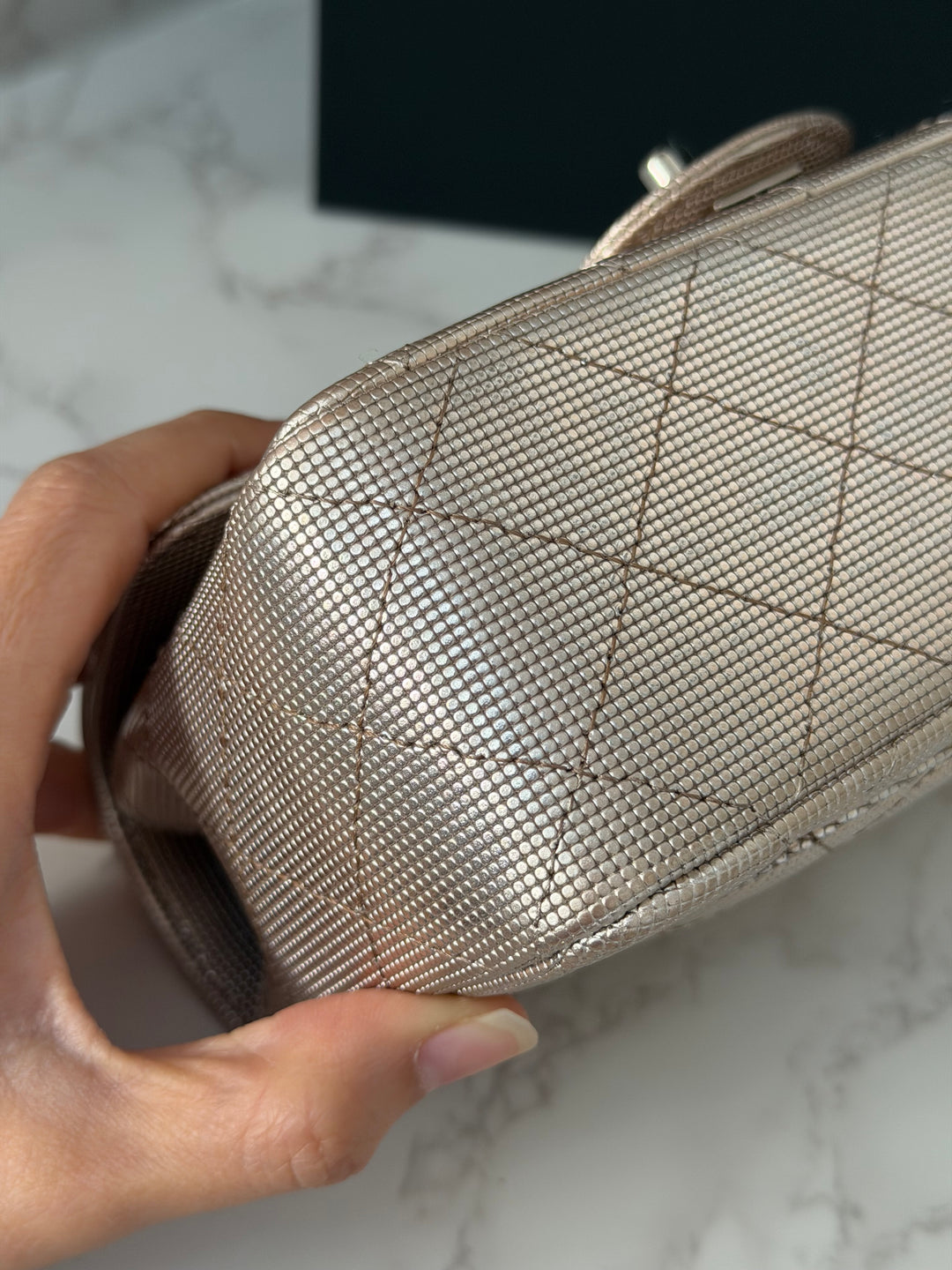 CHANEL series 21 16C 2016 Pixel Pinky Gold Calf Skin SHW Mini Rectangular Flap Bag