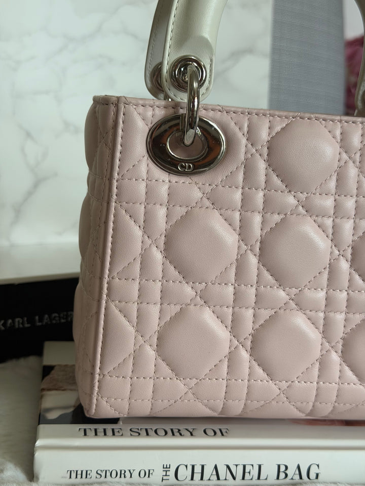 DIOR Mini Lady Dior Two Tone Latte and Rose Tendre SHW 2025