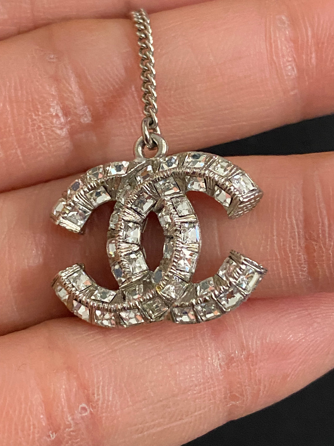 Chanel Crystal Earrings Silver Hardware