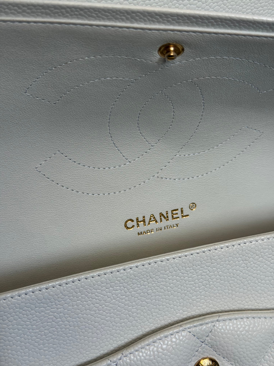 CHANEL White Caviar GHW Jumbo Double Flap Classic Bag 2010