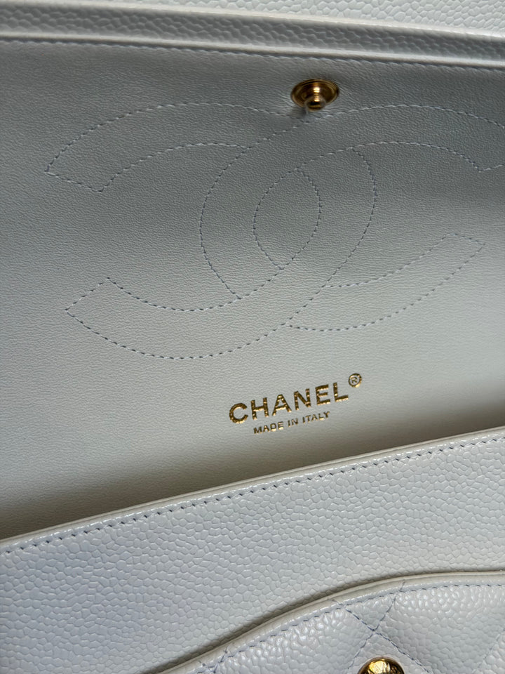 CHANEL White Caviar GHW Jumbo Double Flap Classic Bag 2010
