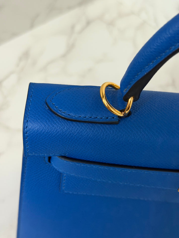 Hermes Blue Hydra Epsom Sellier Kelly 28 GHW Stamp C 2018