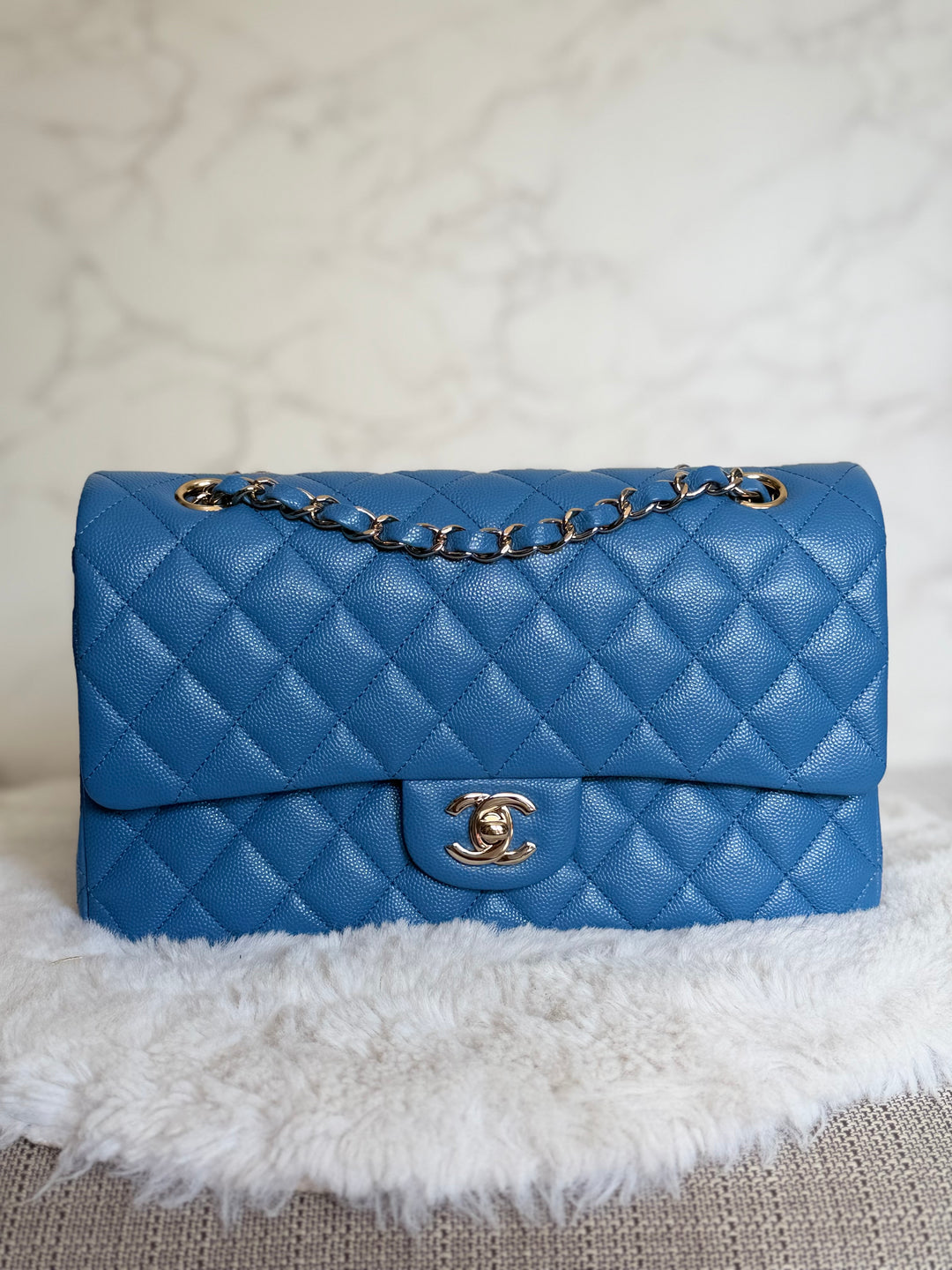 Chanel series 30 2020 Blue Caviar LGHW Medium ML timeless Classic double Flap Bag