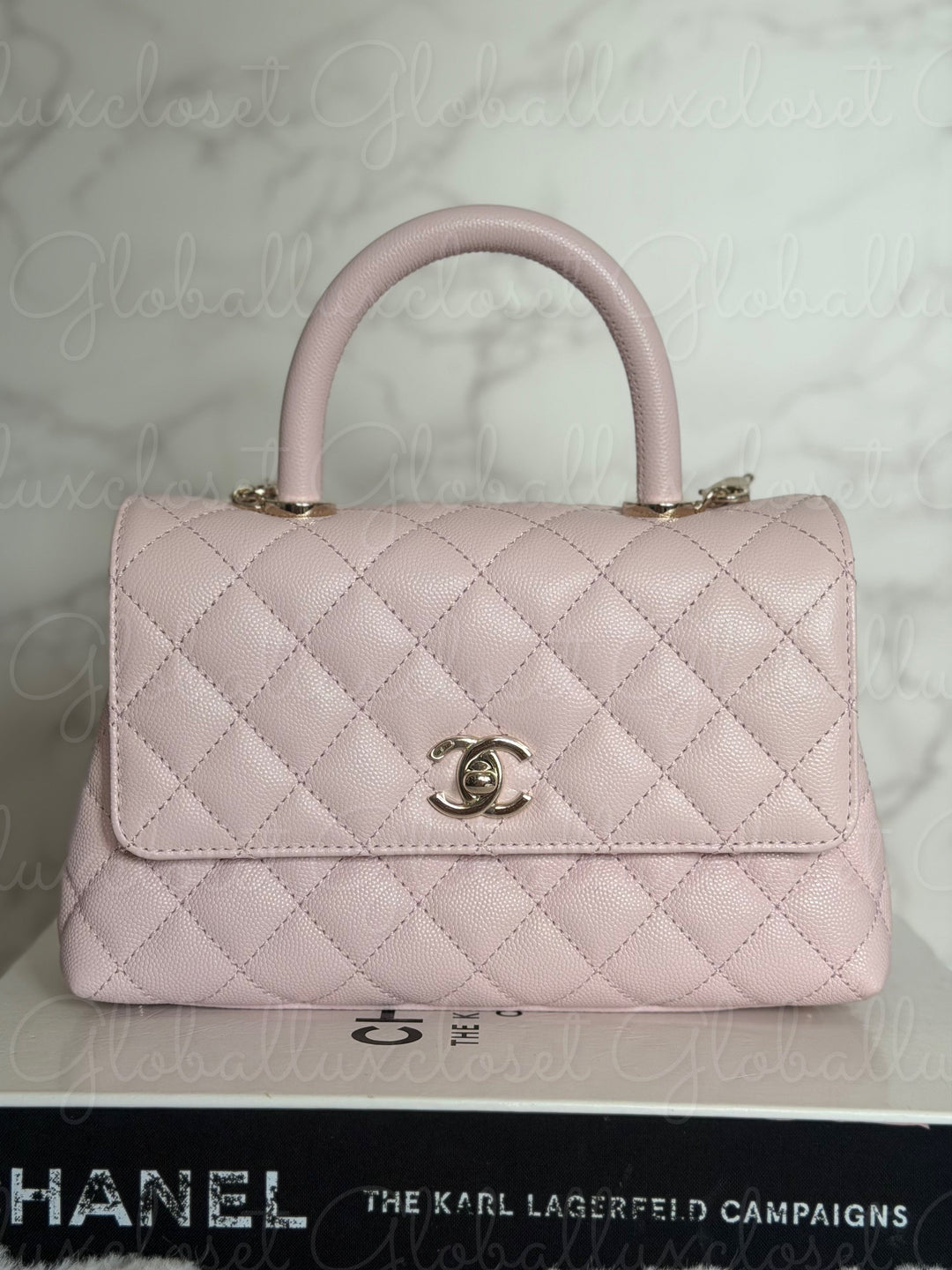 CHANEL 22P Light Pink Sakura Caviar LGHW Coco handle Flap Bag With detachable strap size Small 2022